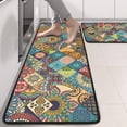 thumbnail image 2 of Kitchen Rugs Sets Of 2,Multicolor Ethnic Geometric and Floral Pattern Anti Fatigue Kitchen Mat Rugs Non Slip Washable,Decorative Kitchen Floor Mats for Kitchen,Sink,Laundry,17"x47"+17"x47", 2 of 5