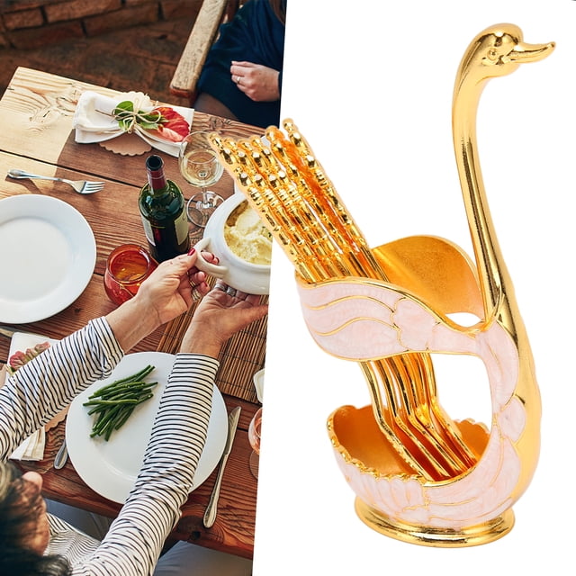 Juego De Cubiertos De Cisne, Soporte De Base De Cisne Lavable, Fácil De Usar, Ahorro De Espacio, 6 Piezas, Esquinas Más Suaves Para Confitería