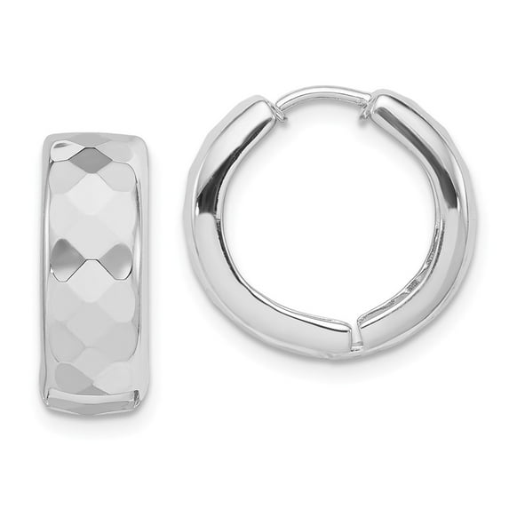 White Sterling Silver Earring Hinged Huggie Women'S 16 mm
