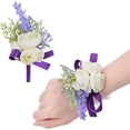 thumbnail image 6 of 3Inch Artificial Wedding Wrist Corsage and Boutonniere Set, Wedding Fake Rose Wrist Flower, Men Boutonniere for Wedding Bridesmaid Party Prom Decorations (Purple), 6 of 11