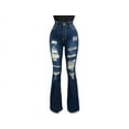 thumbnail image 4 of Jack David Women's Juniors 70s Trendy Flared Fitted Bell Bottom Denim Jeans, 4 of 4