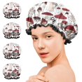 thumbnail image 7 of Shower Caps,Red Mushroom Plant White Pattern Waterproof Shower Cap for Women 4 Pieces,Double Reusable Hair Cover for Shower PEVA Elastic Stretch Hem, 7 of 7