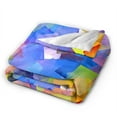 thumbnail image 2 of DouZhe Ultra-Soft Micro Fleece Lightweight Flannel Bed Blanket, Geometries Squares Cubes Print Cozy Warm Throw Blankets, 60"x50", 2 of 7