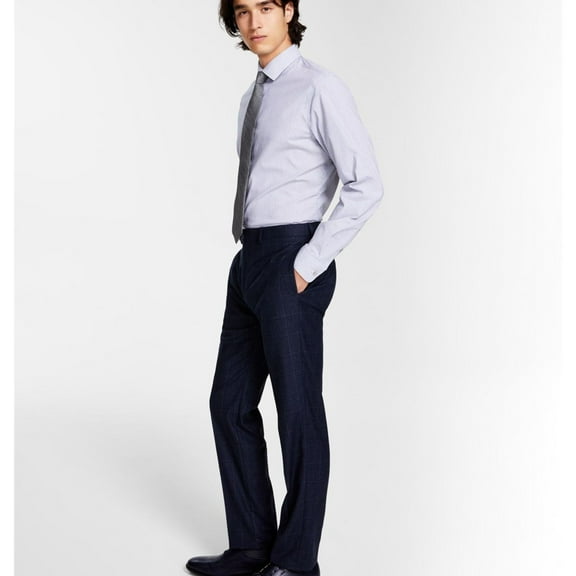 Calvin Klein Mens Slim Fit Wool Blend Dress Pants Slacks, Black, 36W x 34L