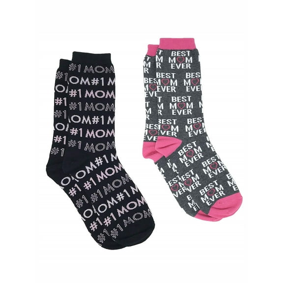 Women's #1 Mom & Best Mom Ever Novelty Crew Socks Mother's Day Gift Pack
