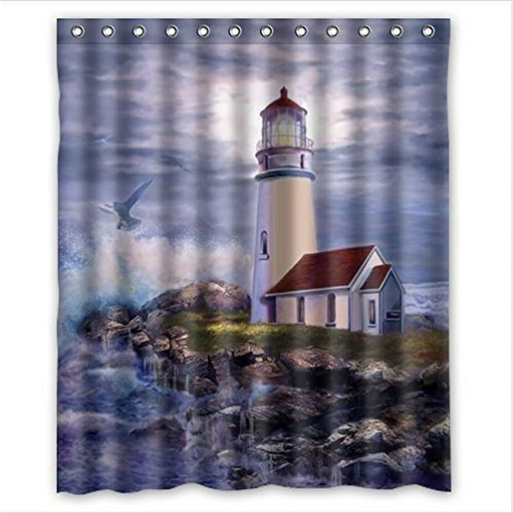 MOHome lighthouse art Shower Curtain Waterproof Polyester Fabric Shower