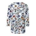 thumbnail image 5 of Htigea Women's Floral Tshirts Cute 3/4 Sleeve Crew Neck Tees Ladies Three-Quarter Sleeves Top Lightweight Everyday Wear White,S, 5 of 5