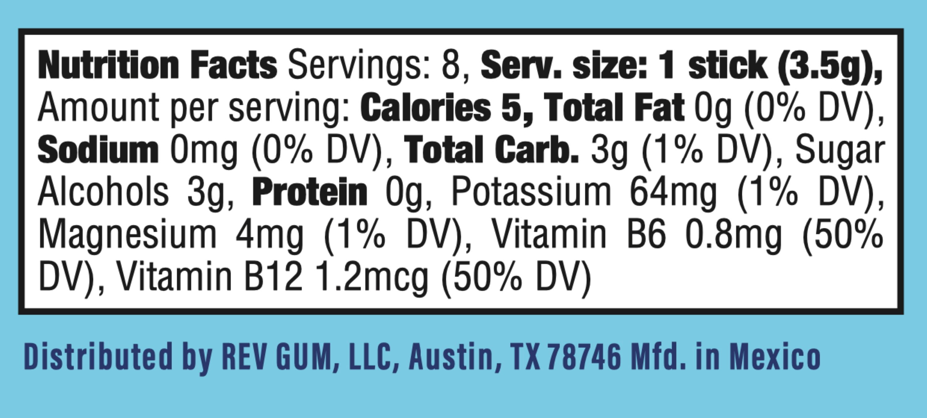 Rev Gum Frost Berry Electrolyte Gum, Sugar Free, .71 oz, 8 Sticks