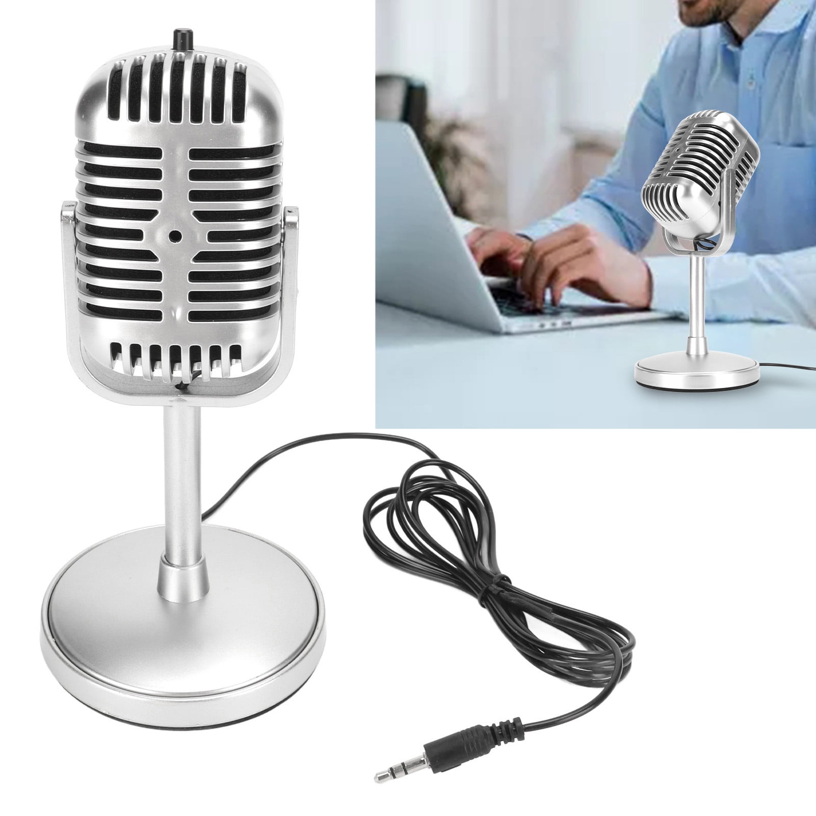 Retro Mic, Vintage Microphone Wired  Angle Clear Sound Lightweight  For Studio Recording