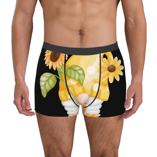 Fotbe Sunflower Gnomes 3 Calzoncillos Tipo Boxer con Bolsa de Soporte Total para Hombre, X-Temp Fresco, Transpirable y de Secado Rápido-Large