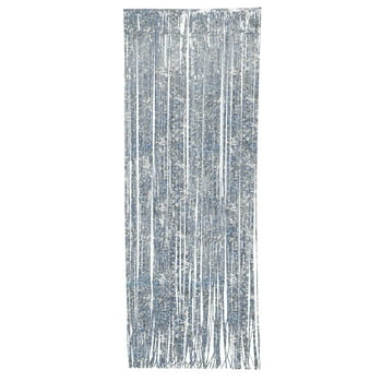 Way to Celebrate Prismatic Silver Foil Fringe Door Curtain Hanging Decoration, 8ft x 3ft