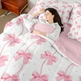 thumbnail image 4 of Castle Fairy Pink Ribbon Bow-Tie Twin Bedding Sets,Dreamy Bowknot Bedding Comforter Set, 4 of 8