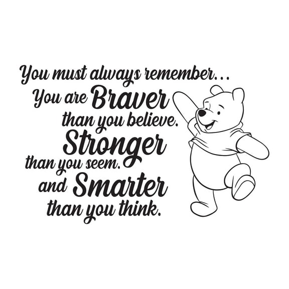 Children You Must Always Remember Empowering Quote Wall Decal Decoration You Are Braver Than You Believe Cute Bear Character Quote Lasts Years and Easily Removable - Size: 20 In(W) x 12 In(H)