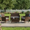 thumbnail image 4 of Gymax 4PCS Patio Rattan Conversation Furniture Set Outdoor w/ Gray Cushion, 4 of 9