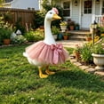 thumbnail image 6 of SHENGXINY Porch Goose Outfit, Tulle Tutu with Matte Fabric Flower Headband for Yard Porch Lawn Home Decorations Pink 23 in, 6 of 6