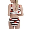 thumbnail image 3 of Picia Ladybugs on Black and White Striped1 Women's High Waisted Bikini Scoop Neck Swimsuit Two Pieces Bathing Suit-, 3 of 8