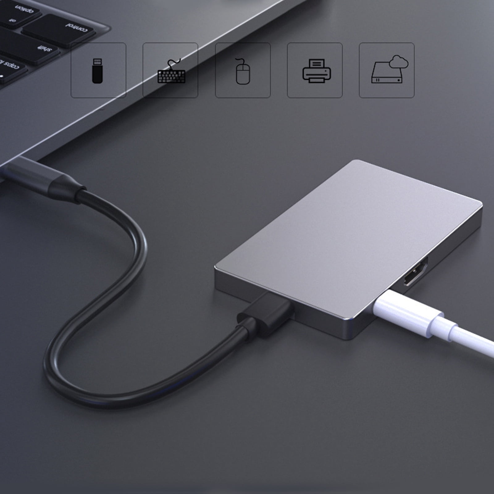 6Port USB C Adapter 4K60hz Video Transfer USB 3.0x2 Data Port Support Card Reader Enhances Connection Fast Charging