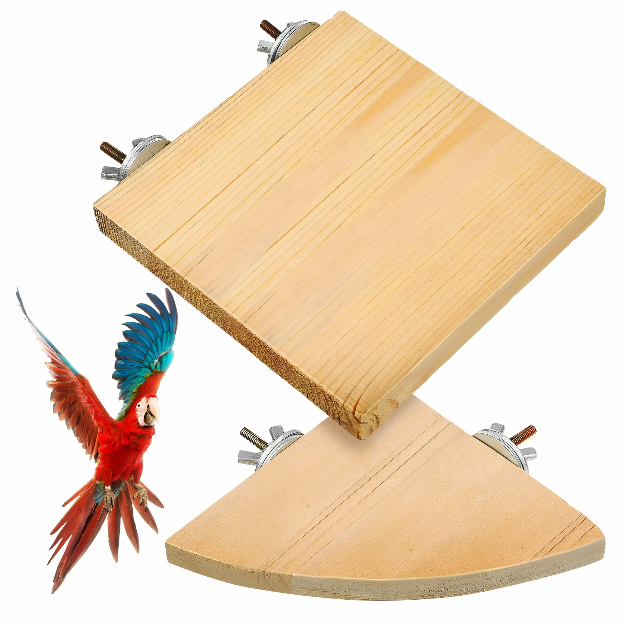 ACDANC 2 Pcs Bird Perch Platforms Wooden Stands Playground Cage Accessories for Small Parrot Parakeet Cockatiel