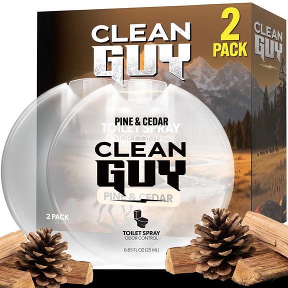 Clean Guy Pre-Poo Toilet Spray for Men, Poop Spray Odor Eliminator – Masculine Bathroom Deodorizer & Air Freshener with Essential Oils – Travel Size Poo Spray for Home & Office (2 Pack, Pine & Cedar)