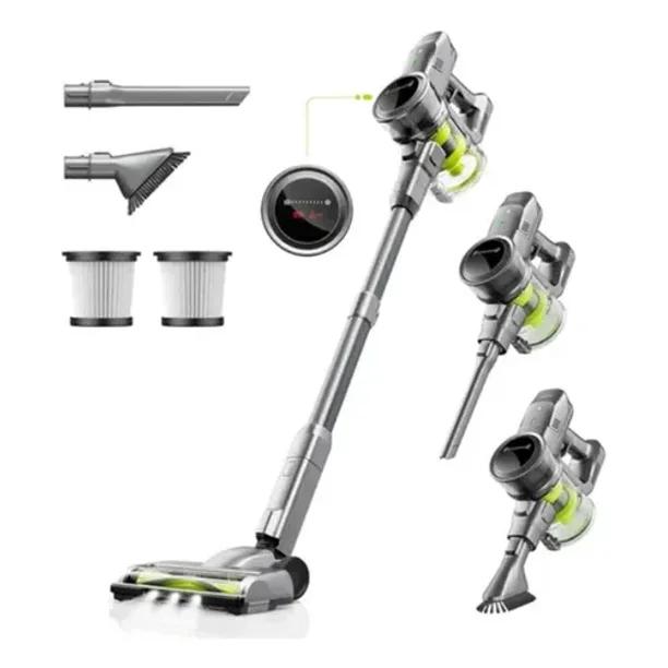 kalado Aspiradora Inalámbrica 26KPa, 6 En 1 Aspirador Vertical Antienredos 250W, Pantalla LED, 40 min Aspirador De Mano Silencioso,Batería Extraíble, Apto para Suelos Duros/Alfombras/Pelo De Mascotas