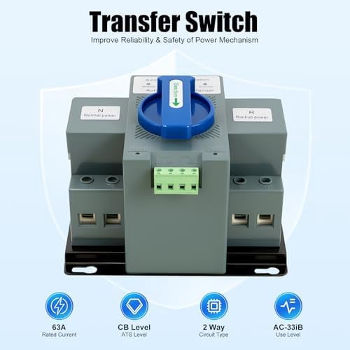 Dual Power Automatic Transfer Switch,Generator Transfer Switch,Dual Power Automatic Transfer Switch 50HZ/60HZ 2P 63A Dual Power Generator Changeover Switch 110V