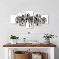 thumbnail image 2 of Elephant Stock Zebras On The Move Wall Art - Horizontal Multi Panel Canvas - 5 Pieceliving Room Wall Decor - Photography Animal Multi Panel - Black And White Decor - 29" x 12", 2 of 4