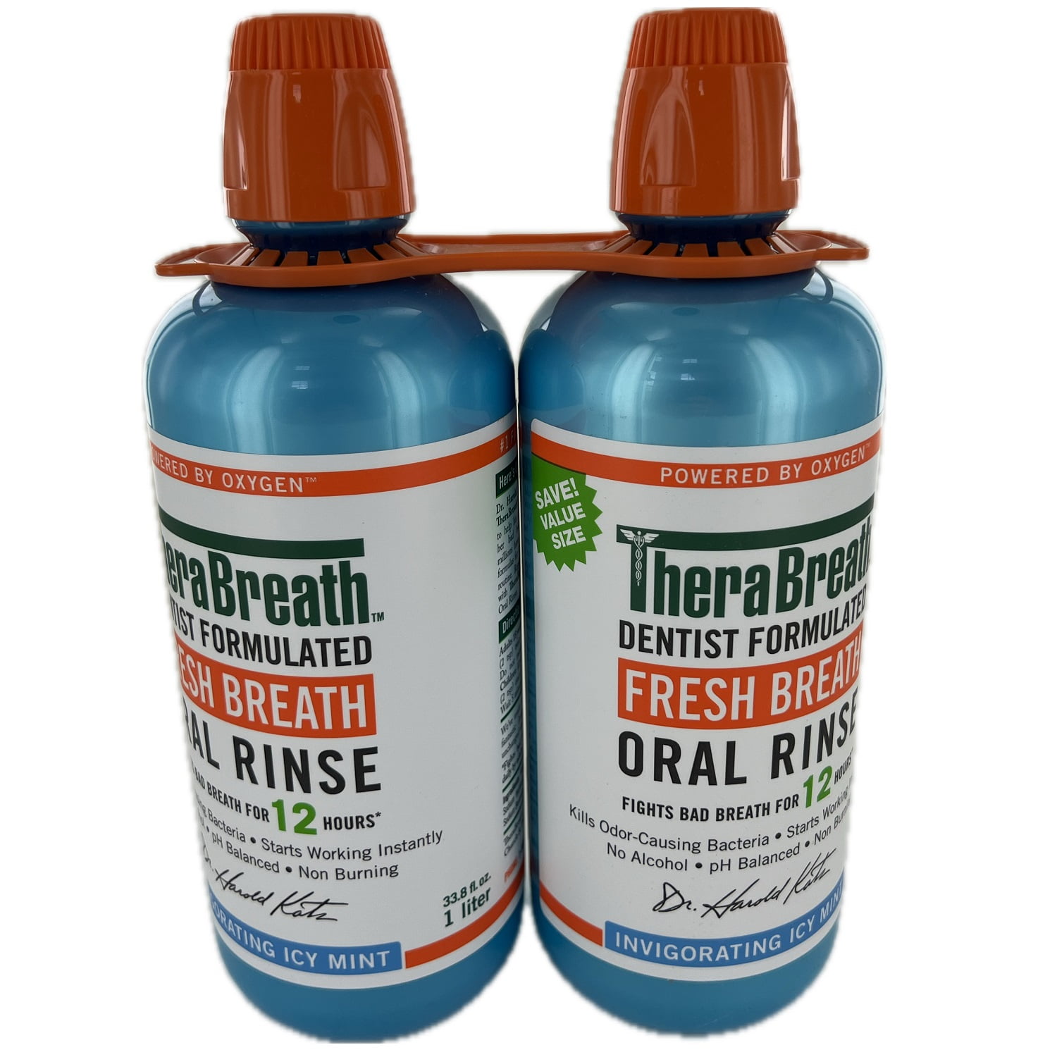 TheraBreath Fresh Breath Oral Rinse, Invigorating Icy Mint, 33.8 Fl Oz (2 Pack)