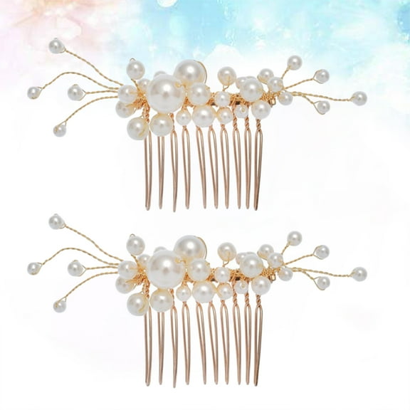 MEIBUTYUP Decorative Hair Combs Set for Women with Elegant Golden Rhinestones, Perfect for Parties and Special Occasions