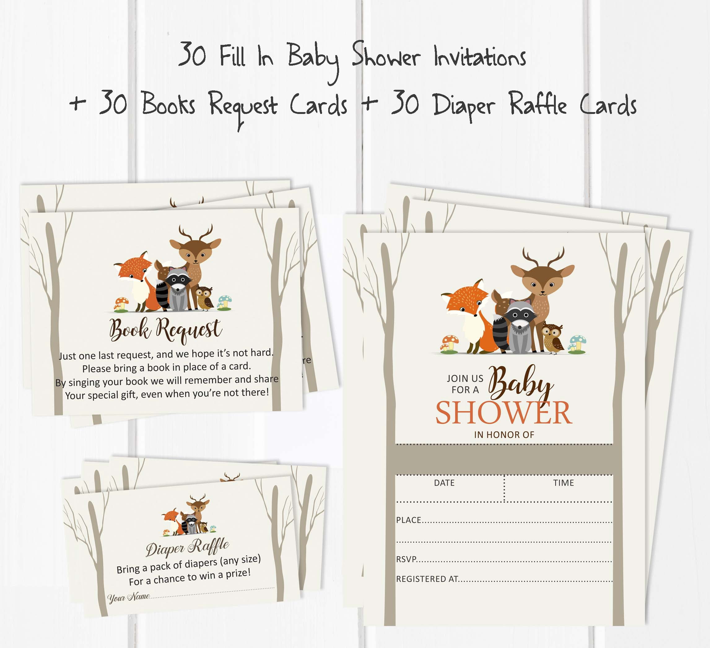 Inkdotpot Set Of 30Jungle Animals Baby Shower Invitations-Diaper Raffle Tickets And Baby Shower Book Request Cards Gender Neutral Invites Its A Boy Its A Girl