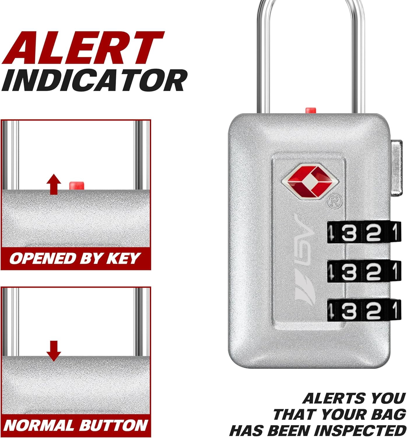 BV TSA Accepted 3-Digit Combination Travel Lock for Luggage, Gym Locker, Toolbox, Cabinets & More – Silver, 2 Pack