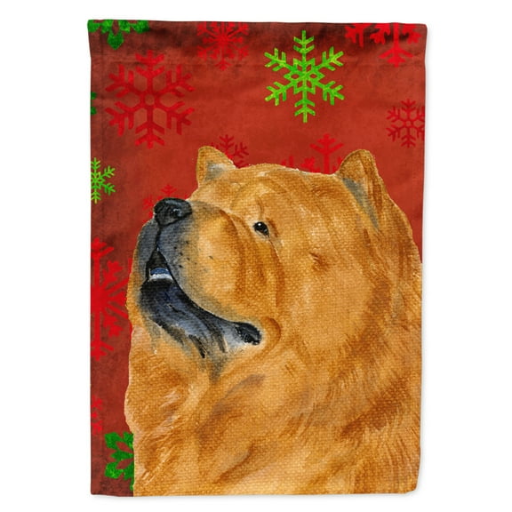 Carolines Treasures SS4709-FLAG-PARENT Chow Chow Red and Green Snowflakes Holiday Christmas Flag  multicolor