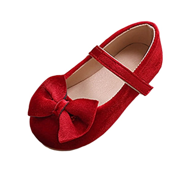 Quealent Toddler Flower Girl Dress Shoes - Girl Ballet Flats Party School Shoes Wedding Red for Size 6