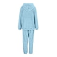 thumbnail image 5 of Aihuaihua 2 Piece Outfits Women Sweatsuit Fuzzy Hoodie and Sweatpants Loose Plush Sleepwear with Pocket Matching Set Fall Winter Thermal Sets Blue, 5 of 5