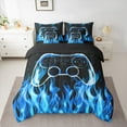 thumbnail image 2 of jejeloiu Gamer Gaming Bedding Comforter Set 7 Pieces,Modern Video Game Full Bedding Set,Blue Flame Fire Fitted Sheet Flat Sheet For Kid Boy,Lightweight Room Decorative Reversible, 2 of 8