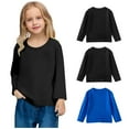 thumbnail image 7 of Annhoo 3 Pack Toddler Cotton Shirt Soft Long Sleeve Solid Color Round Neck Shirts Basic Trendy Clothes, 7 of 7