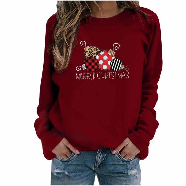 Sudaderas Navideñas Para Mujer, Blusa de Manga Larga Con Bolsillo Estampado A La Moda, Tops Informales, Sudaderas Con Botones Odeerbi ODB191749