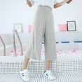 thumbnail image 2 of Women's Casual Pants Summer Loose High Waist Wide Leg Straight Cropped Trousers Thin Comfortable Everyday Wear, 2 of 5