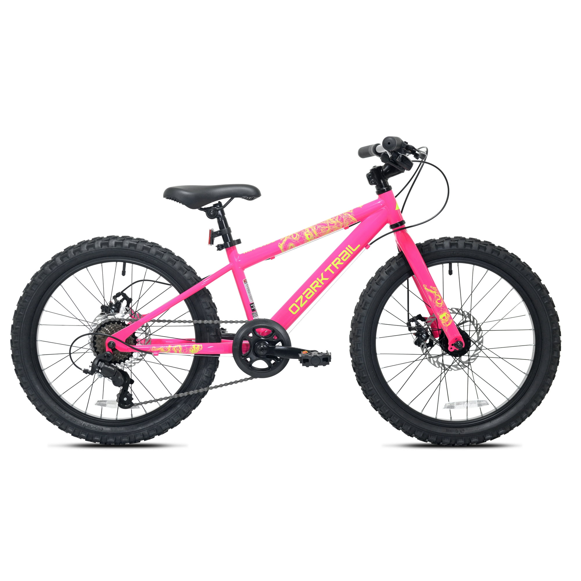 20" Ozark Trail Mountain Bike, 7 Speed, Fits Rider 3'11"-4'4", Pink, Child/Tween/Teen, Unisex
