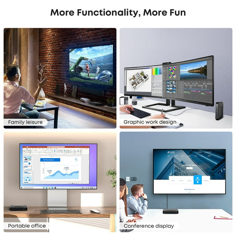 CHUWI HeroBox Mini PC Gaming Desktop Computer,Windows 11,256GB SSD 8GB RAM,  Intel 12th Gen N100 Quad Core Processor(3.4GHz),Dual WiFi/BT/Gigabit