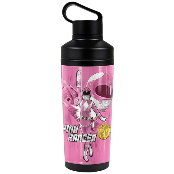 Power Rangers Official Pink Ranger 18 oz Insulated Water Bottle, Leak Resistant, Vacuum Insulated Stainless Steel with 2-in-1 Loop Cap