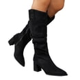 thumbnail image 7 of Women's Chunky Heel Knee High Boots, Fall Winter Pointed Toe Chunky Heel Side Zipper Boots with Breathable Lining, Trendy Footwear for Daily Leisure, 7 of 7