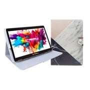 LINSAY 10.1 Octa Core 4GB RAM 128GB Storage Android 15 Tablet with case Black White Pink Marble, Pop Holder and Pen Stylus