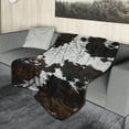 thumbnail image 3 of [Cow Print Blanket] Soft Flannel Cow Print Blanket | 40x50 inch, 280gsm, Lightweight, Western, Cozy Warm, White Brown, All Seasons, Living Room Decor for Couch Chair Bed Sofa Office, 3 of 6