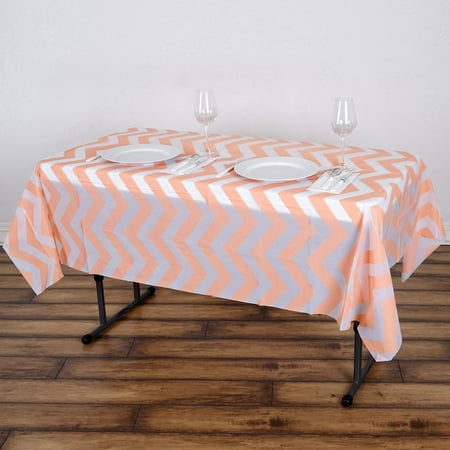 

54 x 72 10 Mil Thick Chevron Waterproof Tablecloth PVC Rectangle Disposable Tablecloth - Blush/Rose Gold - Case of 50 Tablecloths