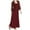 Wine, variant on Njagoc3 Womens Long Sleeve Solid Color Maxi Dress, V - Neck, Belted Waist, Year - Round Casual & Event Wear, Flattering Fit