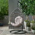 Berkley Outdoor Wicker Tear Drop Hanging Chair, Gray and Black
