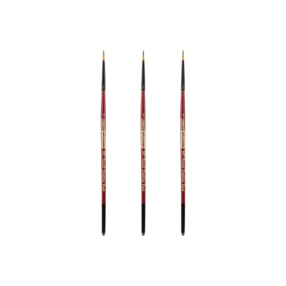 Creative Mark Ebony Splendor Short-Handled Synthetic Sable Paint Brush, Round # 1, Pack of 3, Teijin Multi-Filament Hair, Handcrafted Synthetic Paint Brushes for Acrylic, Watercolor Painting and More