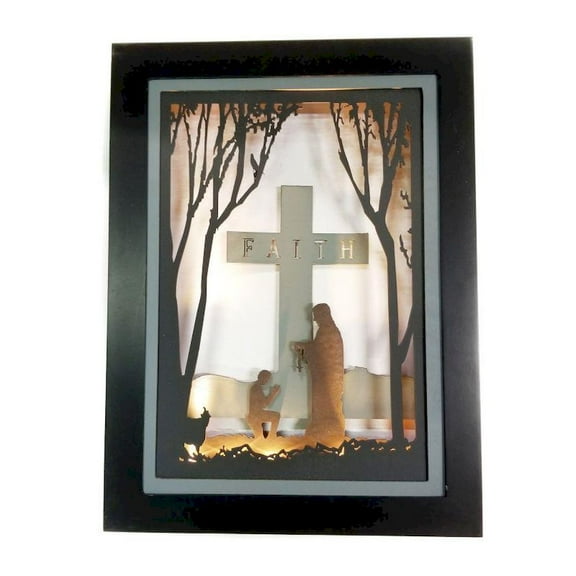 15.5 x 12" Faith Silhouette With LED Light Picture Frame