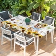 thumbnail image 2 of Sunflowers Dog Table Cloths for 5 Foot Rectangle Tables, Spring Watercolor Floral Stars Wood Grain Patio Waterproof Elastic Fitted Tablecloths, Washable Rectangular Table Cover for Camping, 2 of 8