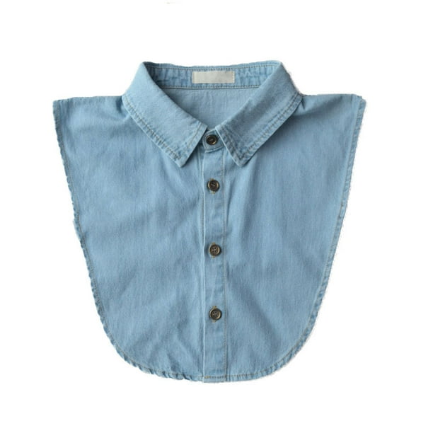 Cuello de mezclilla desmontable para suéteres y vestidos de mujer